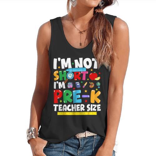 I'm Not Short I'm Pre-K Teacher Size Back To School Teacher Flowy Tank - teacherstshirts.com AU