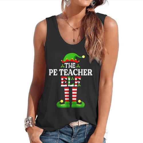 I'm The PE Teacher Elf Christmas Family Matching Flowy Tank - teacherstshirts.com DE