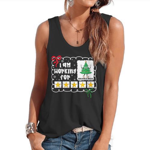 I'm Working For Christmas Break 5 Stars Christmas Teacher Flowy Tank - teacherstshirts.com UK
