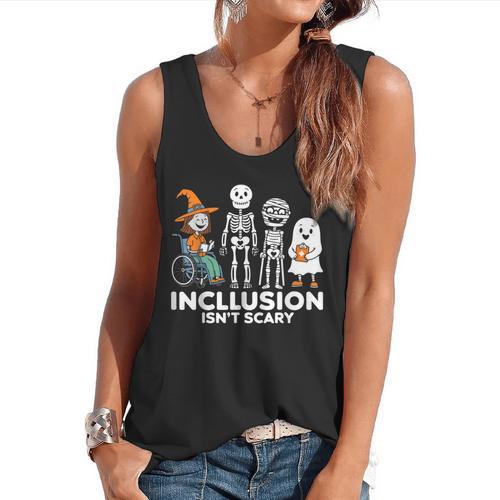 Inclusion Isn't Scary SLP Halloween Costume Sped Teacher Flowy Tank - teacherstshirts.com