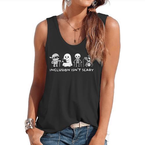 Inclusion Isn't Scary SLP Halloween Ghost Mummy Sped Teacher Flowy Tank - teacherstshirts.com