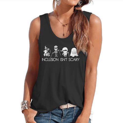 Inclusion Isn't Scary Slp Halloween Sped Teacher Ghost Mummy Flowy Tank - teacherstshirts.com AU