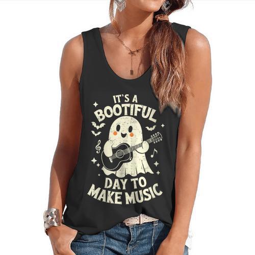 It's A Bootiful Day To Make Music Halloween Music Teacher Flowy Tank - teacherstshirts.com CA