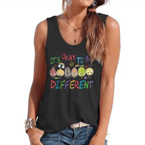 It's Ok To Be Different Apple Teacher Autism Awareness Flowy Tank - teacherstshirts.com AU