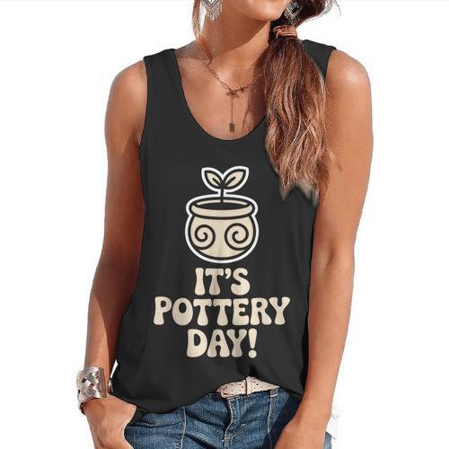 Its Pottery Day Clay Craft Ceramic Hobby Artisan Art Teacher Flowy Tank - teacherstshirts.com DE