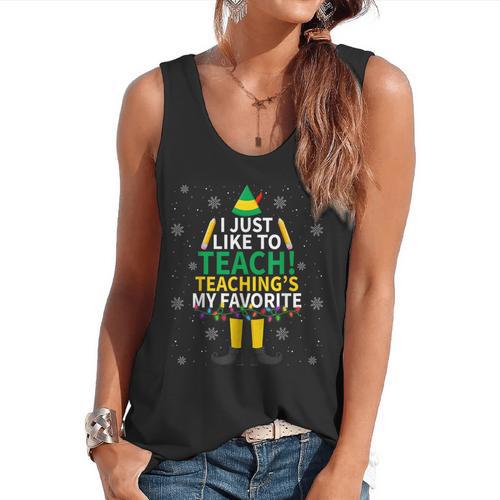 I Just Like To Teach Teaching My Favorite Christmas Teacher Flowy Tank - teacherstshirts.com AU