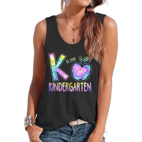 K Is For Kindergarten Teacher Tie Dye Back To School Kinder Flowy Tank - teacherstshirts.com DE