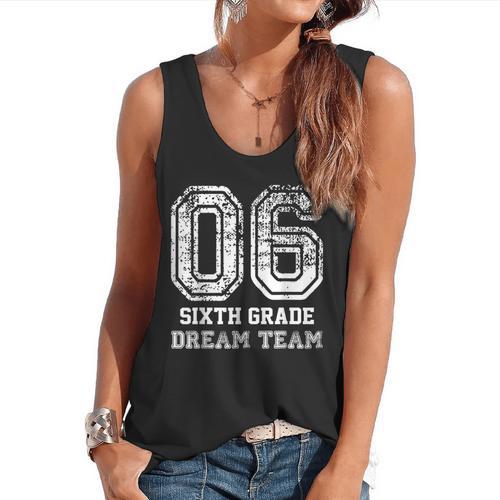 Kids Hello Sixth Back To School 6th Grade Dream Team Teacher Flowy Tank - teacherstshirts.com AU