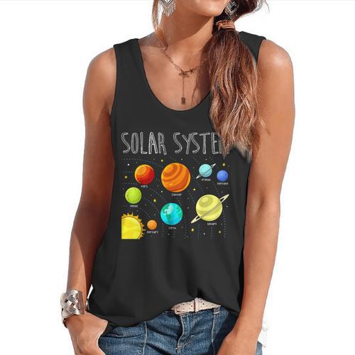 Kids Solar Systems Cute Planets Space Science Teacher School Flowy Tank - teacherstshirts.com AU