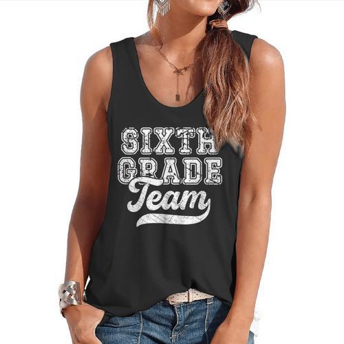 Kids Teacher Sixth Grade Retro Back To School Team 6th Grade Flowy Tank - teacherstshirts.com AU