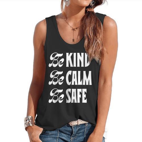 Be Kind Be Calm Be Safe Awareness For Teachers For Men Women Kids Flowy Tank - teacherstshirts.com UK