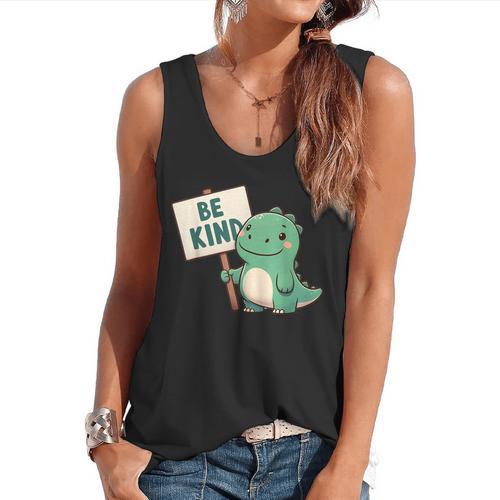 Be Kind Teacher Anti-Bullying Dino Kindness Women Men Boys Flowy Tank - teacherstshirts.com UK