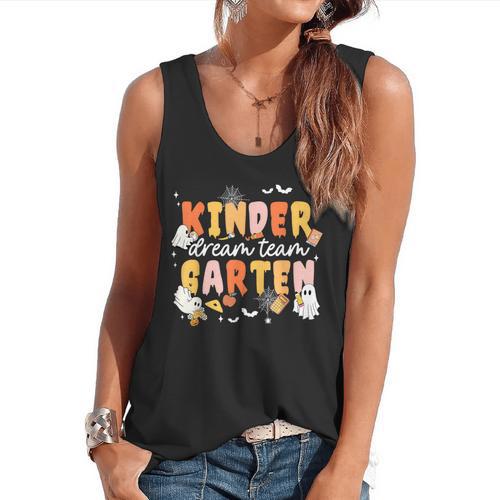 Kindergarten Dream Ghost Team Fall Halloween Spooky Teachers Flowy Tank - teacherstshirts.com UK
