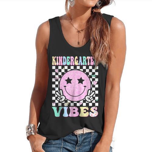 Kindergarten Vibes First Day Of School Kindergarten Teacher Flowy Tank - teacherstshirts.com AU
