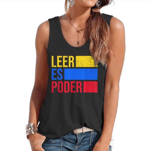 Leer Es Poder Colombian Spanish Teacher Maestra Colombia Flowy Tank - teacherstshirts.com