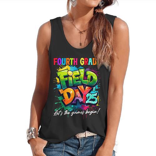 Let The Games Begin Fourth Grade Field Day 2025 Teacher Kid Flowy Tank - teacherstshirts.com DE