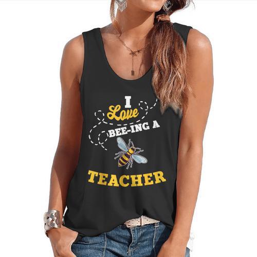 I Love Bee-Ing A Teacher Honey Bee Job Profession Flowy Tank - teacherstshirts.com