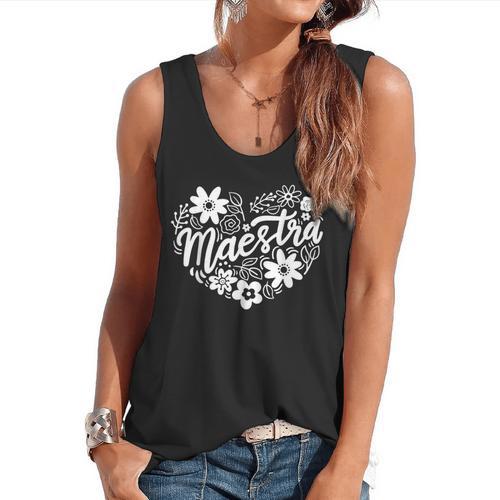 Maestra Spanish Teacher Flowy Tank - teacherstshirts.com