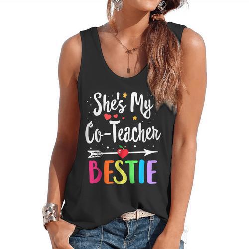 Matching Co-Teacher Best Friend She's My Bestie Work Team Flowy Tank - teacherstshirts.com UK