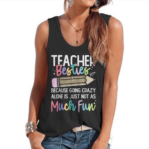 Matching Teachers Last Day Of School Teacher Besties Flowy Tank - teacherstshirts.com AU
