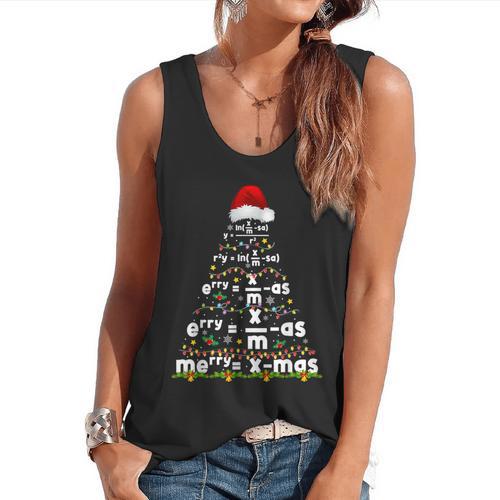 Math Equation Merry Xmas Season Teacher Christmas Tree Flowy Tank - teacherstshirts.com AU