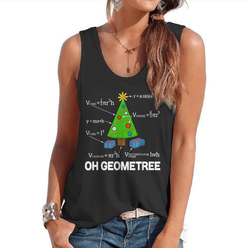 Math Geometry Christmas Tree Geometree Teacher Flowy Tank - teacherstshirts.com AU