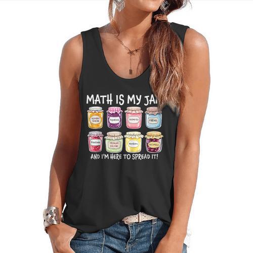 Math Is My Jam And I'm Here To Spread It Math Teacher Flowy Tank - teacherstshirts.com