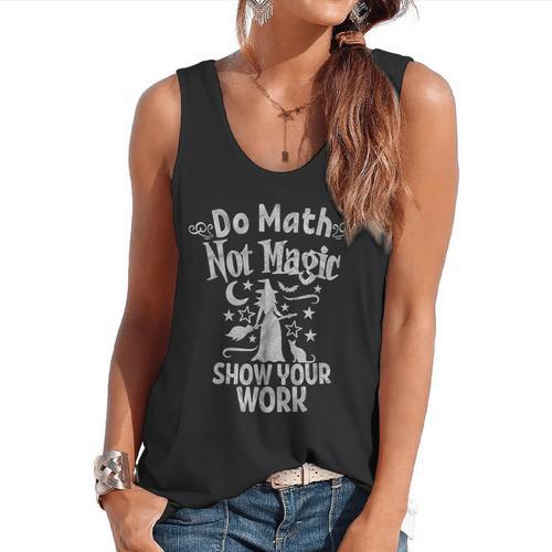 Do Math Not Magic Math Teacher Halloween Cat Witch Flowy Tank - teacherstshirts.com DE