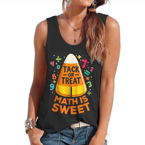 Math Teacher Halloween Costume Trick Or Treat Math Sweet Flowy Tank - teacherstshirts.com CA