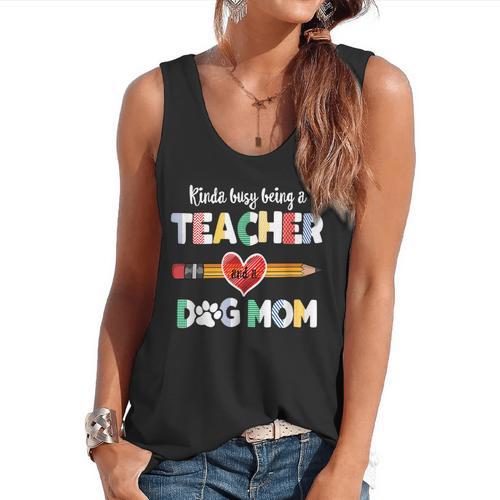 Mothers Day For Teacher Dog Lover Dog Mom Teacher Flowy Tank - teacherstshirts.com UK