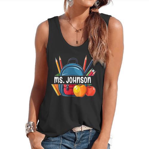Ms Johnson Personalized Name Back To School Teacher For Men Women Kids Flowy Tank - teacherstshirts.com CA