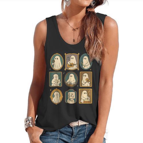 Music Teacher Orchestra Spooky Halloween Ghost Band Flowy Tank - teacherstshirts.com