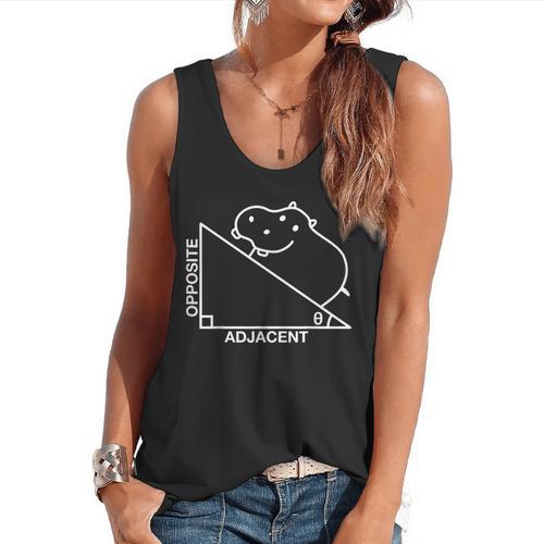 Nerdy Hippotenuse Hypotenuse Hippopotamus Math Teacher Flowy Tank - teacherstshirts.com CA