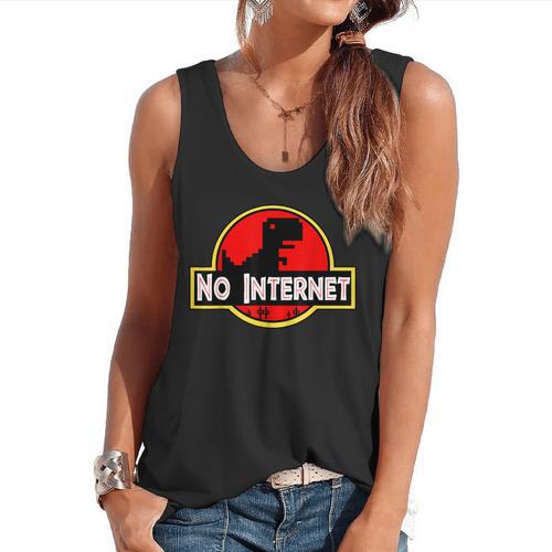 Nerdy No Internet Dinosaur Computer Science Teacher Flowy Tank - teacherstshirts.com