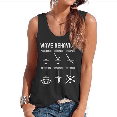 Nerdy Vintage Wave Behavior Physics Science Teacher Geek Men Women Girls Kids Flowy Tank - teacherstshirts.com UK