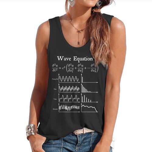 Nerdy Wave Equation Music Physics Science Math Teacher Geek Men Women Girls Kids Flowy Tank - teacherstshirts.com UK