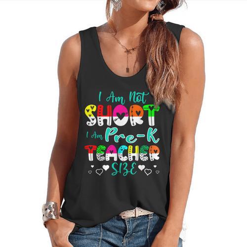 I Am Not Short I Am Pre-K Teacher Size Teacher For Men Women Kids Flowy Tank - teacherstshirts.com AU