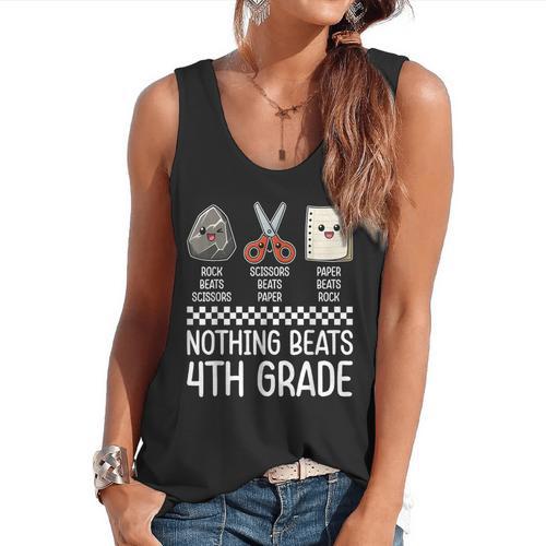 Nothing Beats 4th Grade Back To School Kids Teachers Flowy Tank - teacherstshirts.com DE