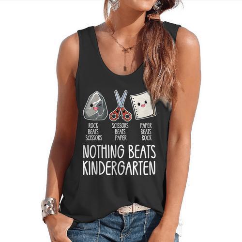 Nothing Beats Kindergarten Back To School Kid Teacher Flowy Tank - teacherstshirts.com