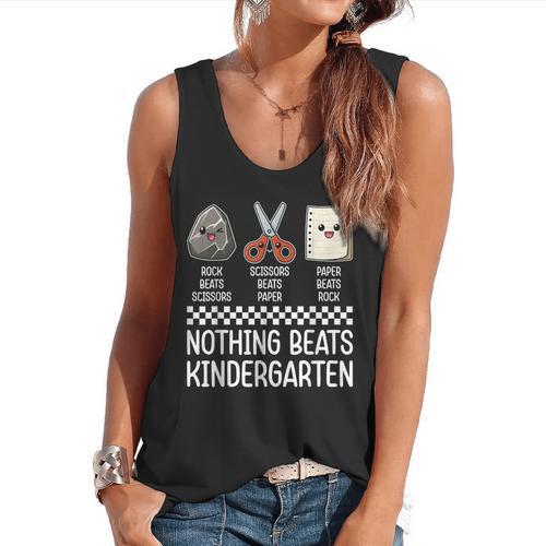Nothing Beats Kindergarten Back To School Kids Teacher Flowy Tank - teacherstshirts.com CA