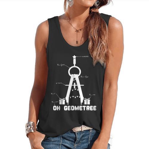Oh Geometree Math Teacher Geometry Christmas Tree For Men Women Kids Flowy Tank - teacherstshirts.com UK