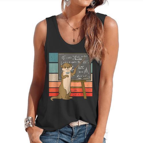 Otter Professor Teacher Teaching Maths Mathematics Flowy Tank - teacherstshirts.com