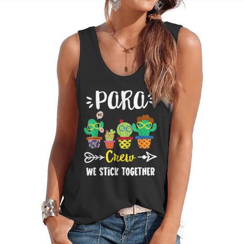 PARA Crew School Cactus Team PARA Teacher Squad For Men Women Kids Flowy Tank - teacherstshirts.com AU