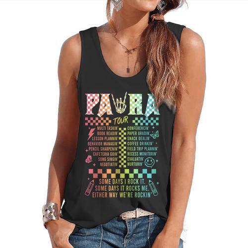 Para Tour Paraprofessional Squad Rock Teacher Back To School Flowy Tank - teacherstshirts.com