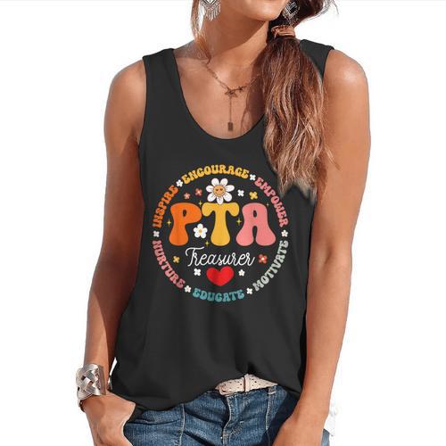 Parents Teacher Association Team Supporter PTA Treasurer For Men Women Girls Kids Flowy Tank - teacherstshirts.com CA