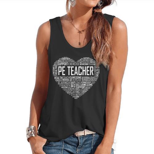 PE Physical Education Teacher PEAppreciation Coach Flowy Tank - teacherstshirts.com CA