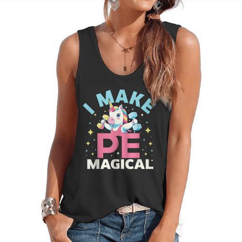 PE Teacher Unicorn I Make PE Magical Flowy Tank - teacherstshirts.com UK