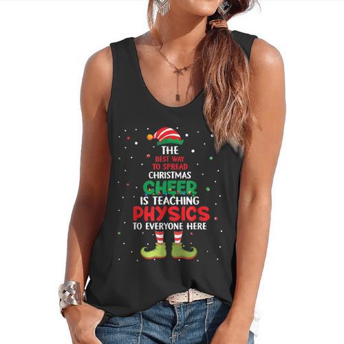 Physics Teacher Christmas Elf Christmas Cheer Flowy Tank - teacherstshirts.com AU