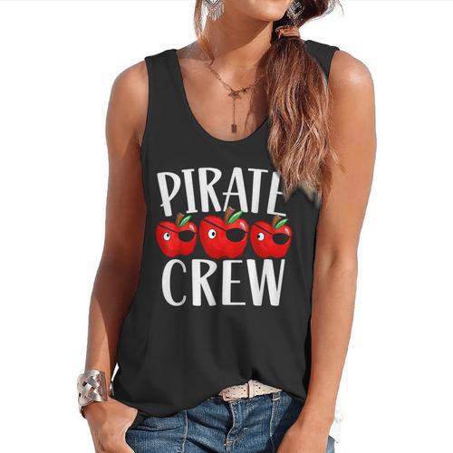 Pirate Crew Pirate Teacher Team Squad Talk Like A Pirate Day For Men Women Kids Flowy Tank - teacherstshirts.com CA