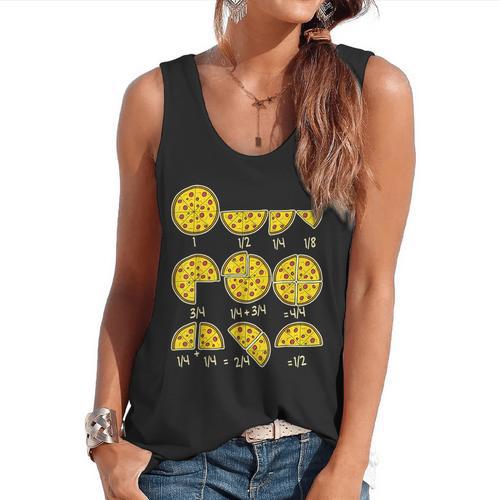 Pizza Salami Cheese Quick Math Fractions Math Teachers For Men Women Girls Kids Flowy Tank - teacherstshirts.com DE